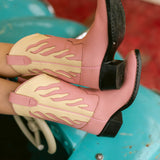 Flames Pink Kids Boots | White