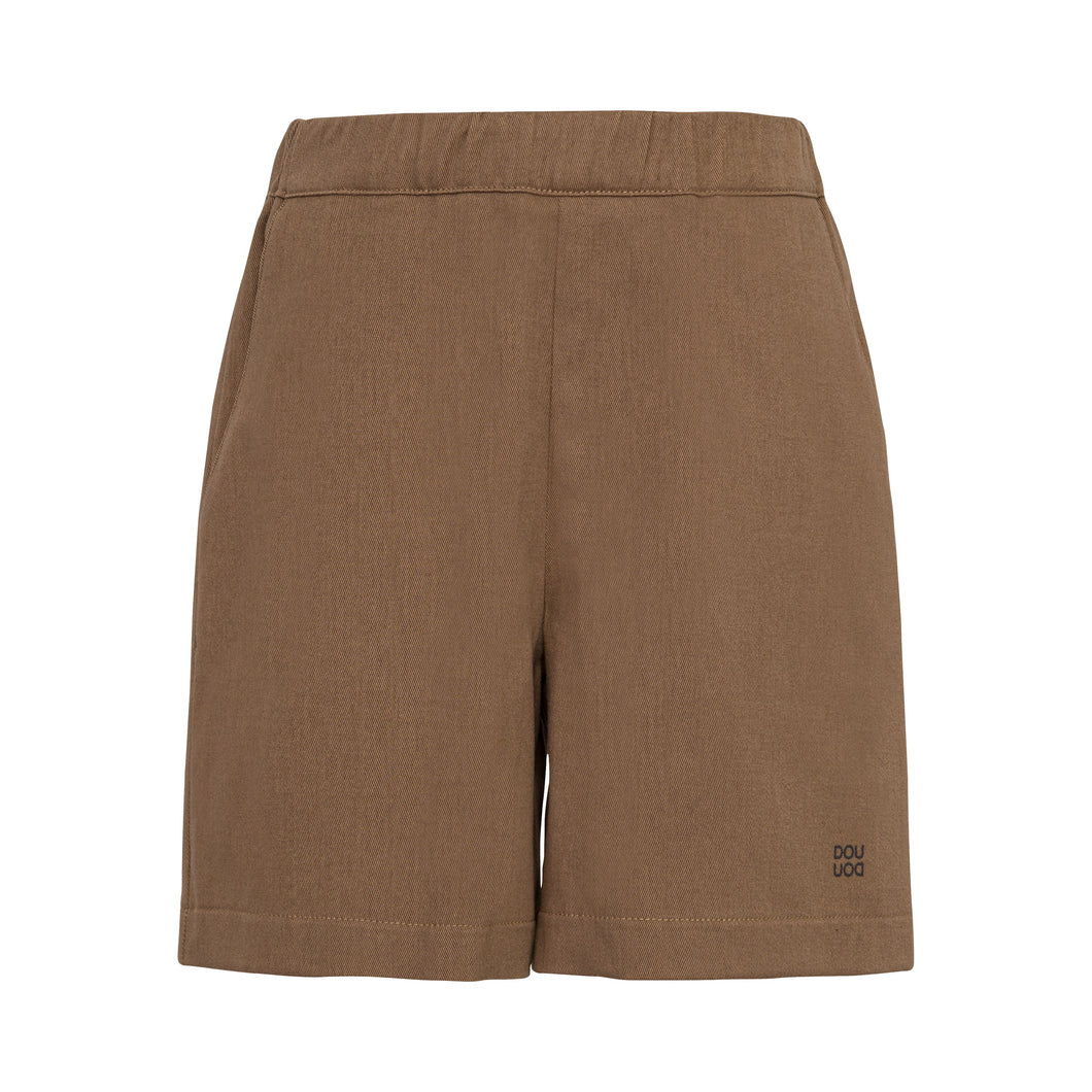 Cotton Gabardine Shorts - Brown