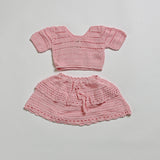 Baby Pink Crochet Top & Skirt