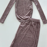 Mesh Top & Drawstring Skirt Set