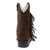 Ruffle Tan Mini Boots | Brown