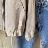 Eleventy Kids Perforated Suede Bomber Jacket