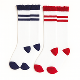 Striped Lace Top Knee High Socks