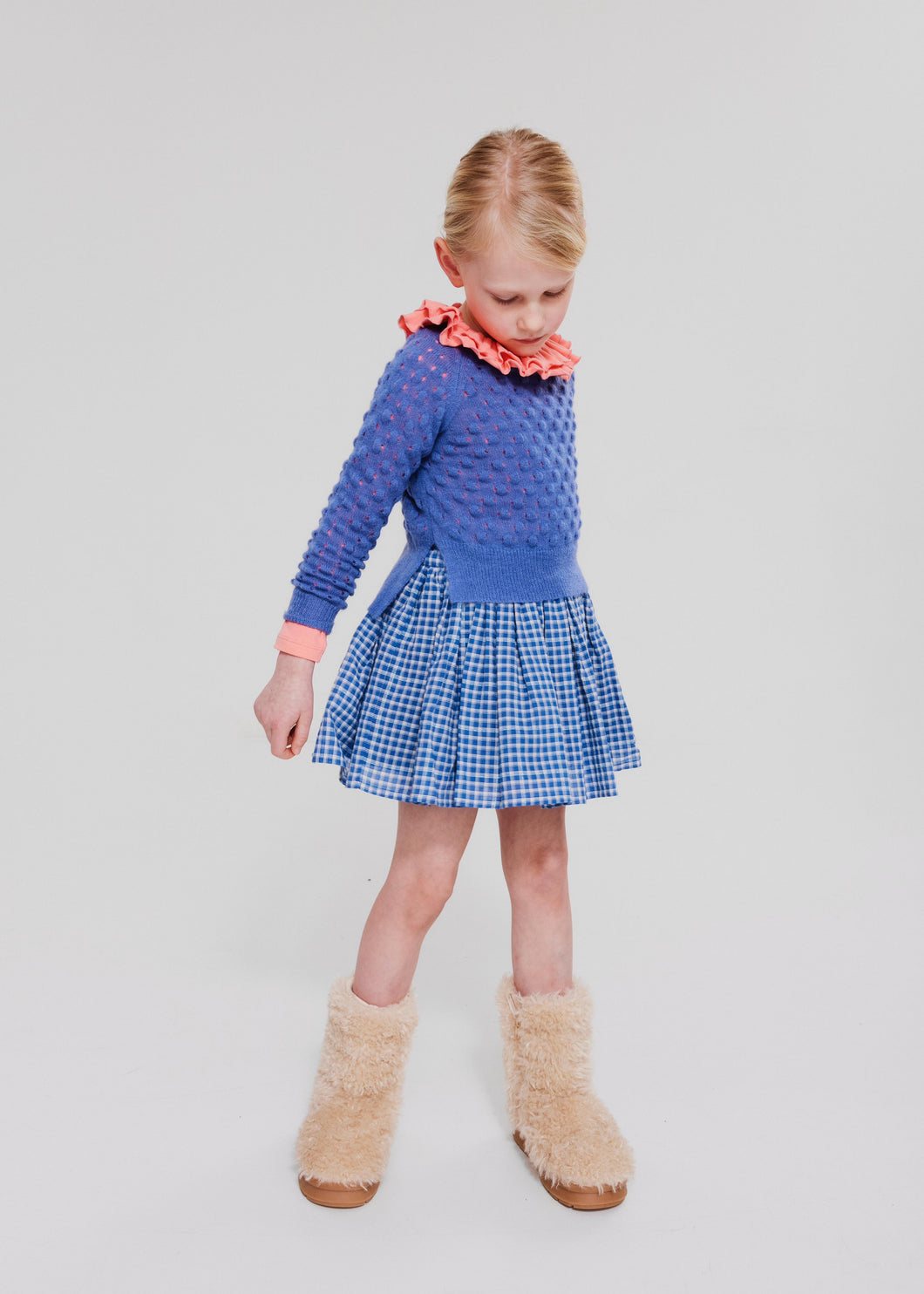 Vicky waffle Sweater Sprint Axiot Bleu Skirt