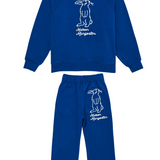 Rabbit Embroidery Sweat Set - Blue