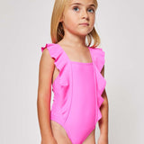 Plain Swimsuit with Ruffles & Bow