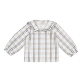 Ambrosie Blouse | Beige Navy Tartan