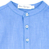 Blue Linen Placket Shirt