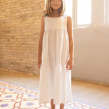 Midi Dress with Flower & Green Stripe