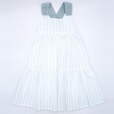 Midi Dress with Flower & Green Stripe