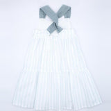 Midi Dress with Flower & Green Stripe