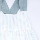 Midi Dress with Flower & Green Stripe