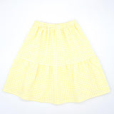 White Seersucker Blouse & Yellow Gingham Midi Skirt Set