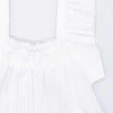 White Seersucker Blouse & Yellow Gingham Midi Skirt Set