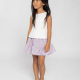 White Embroidered Batiste Blouse & Pink Flower Skirt