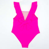 Plain Swimsuit with Ruffles & Bow
