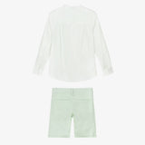 Striped Shirt & Short Set | Sea Green