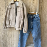 Eleventy Kids Perforated Suede Bomber Jacket