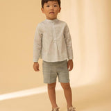 Water Colored Linen Shorts | Aqua