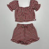 Gingham Frill Top & Short Set