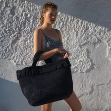 Load image into Gallery viewer, Athens Tiles Black | Oversized Beach Bag
