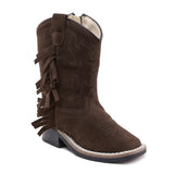 Ruffle Tan Mini Boots | Brown