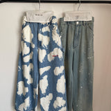 Denim Wide Painter Pants