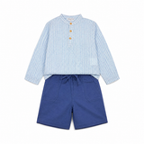 Emile Stripe Shirt & Short Set | Blue