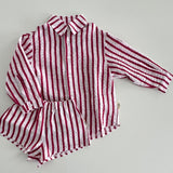 White/Red Shirt & Shorts Set