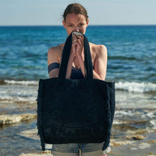 Load image into Gallery viewer, Black | Terry Tote Beach Bag
