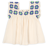 Square Neck Crochet Blouse - Ecru