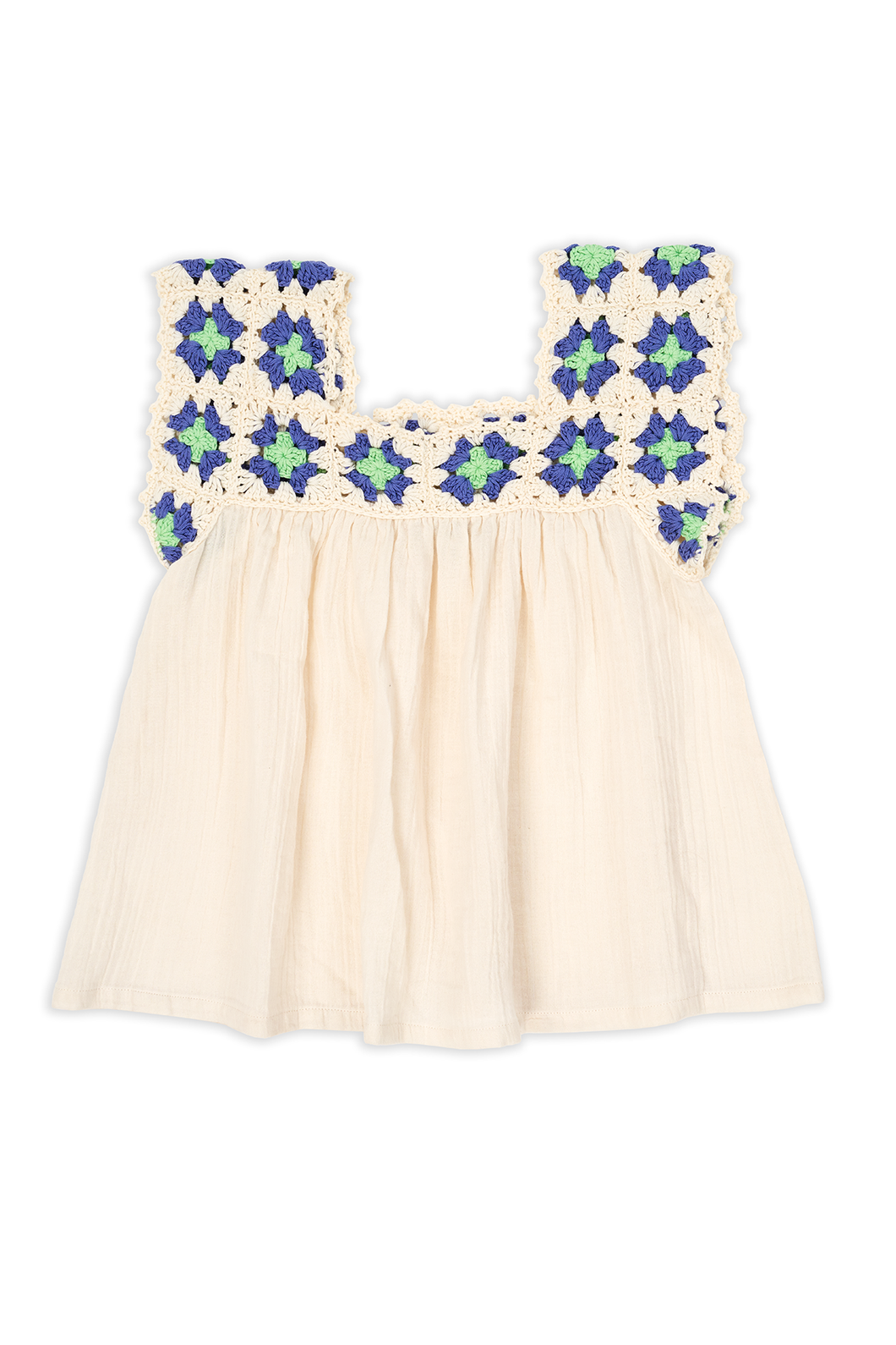 Square Neck Crochet Blouse - Ecru