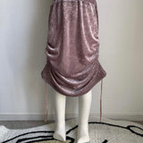 Mesh Top & Drawstring Skirt Set