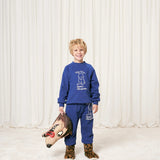 Rabbit Embroidery Sweat Set - Blue