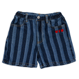Striped Denim Shorts