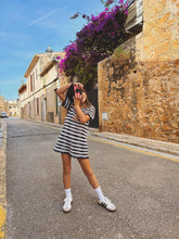 Load image into Gallery viewer, Navy White Crochet Dress
