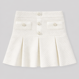 Hattie Pleated Button Detail Skirt  | Creame