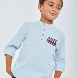 Shirt & Stripe Short Set| Blue