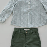 Green Oxford Shirt & Short Set | Green