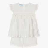 Ivory Smocked Short PJ’s