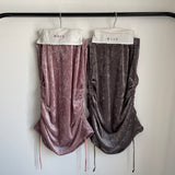 Mesh Top & Drawstring Skirt Set