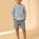Blue Striped Shirt & Short Set | Blue