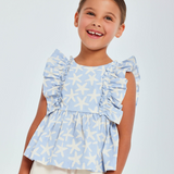 Blouse & Pant Set | Blue/Sand
