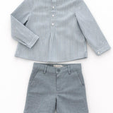 Blue Striped Shirt & Short Set | Blue