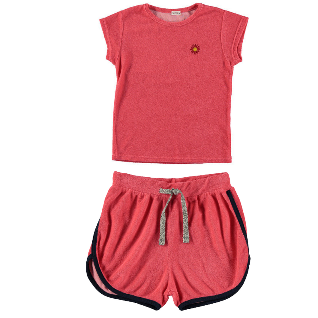 Picnik Fuchsia Flower Terry Top & Shorts Set