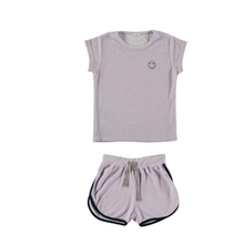 Load image into Gallery viewer, Picnik purple Flower Terry Top &amp; Shorts Set
