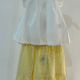 White Seersucker Blouse & Yellow Gingham Midi Skirt Set