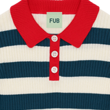 Striped Rib Polo | Ecru/Ocean