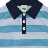 Striped Rib Polo | Sea/Pale Blue