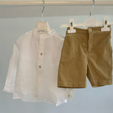 White Shirt & Leo Shorts Set